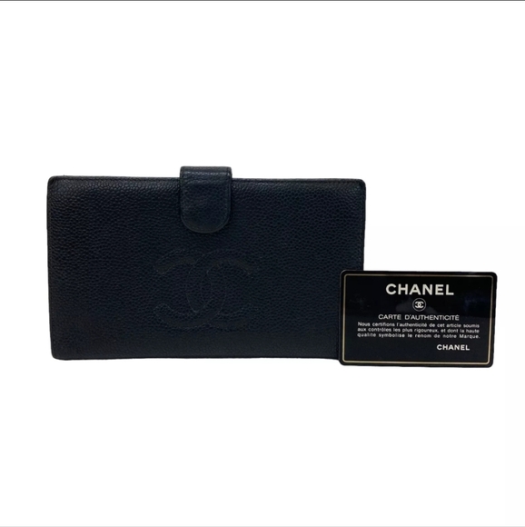 CHANEL Handbags - CHANEL Wallet Long Wallet Bifold Wallet Coco Mark Caviar Skin Black Auth